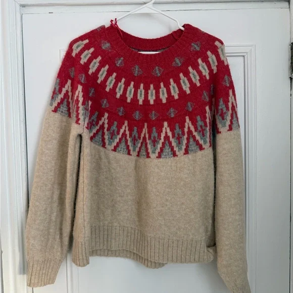 Lucky Brand Pink and Cream Fair Isle Sweater - Picture 2 of 3